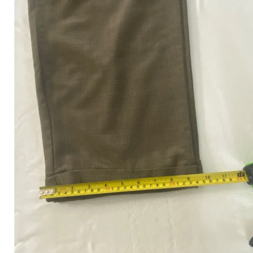 Paul Dione Mens Pleated Cuffed Dress Pants Olive Brown Textured‎ Trousers 44x31
